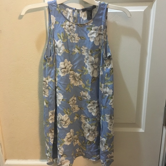 Reposh forever 21 flowy tunic tank floral blue - Picture 2 of 4